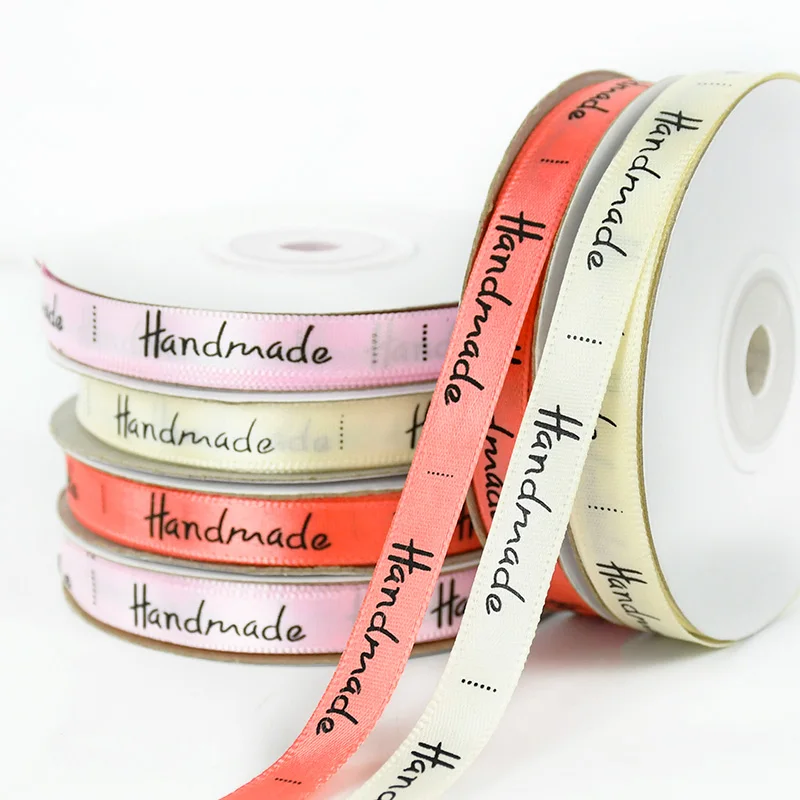 

25yards 10mm Handmade Ribbon Printing Polyester Ribbon For Party Christmas Wedding Birthday Baking Packing Gift Wrapping Ribbons