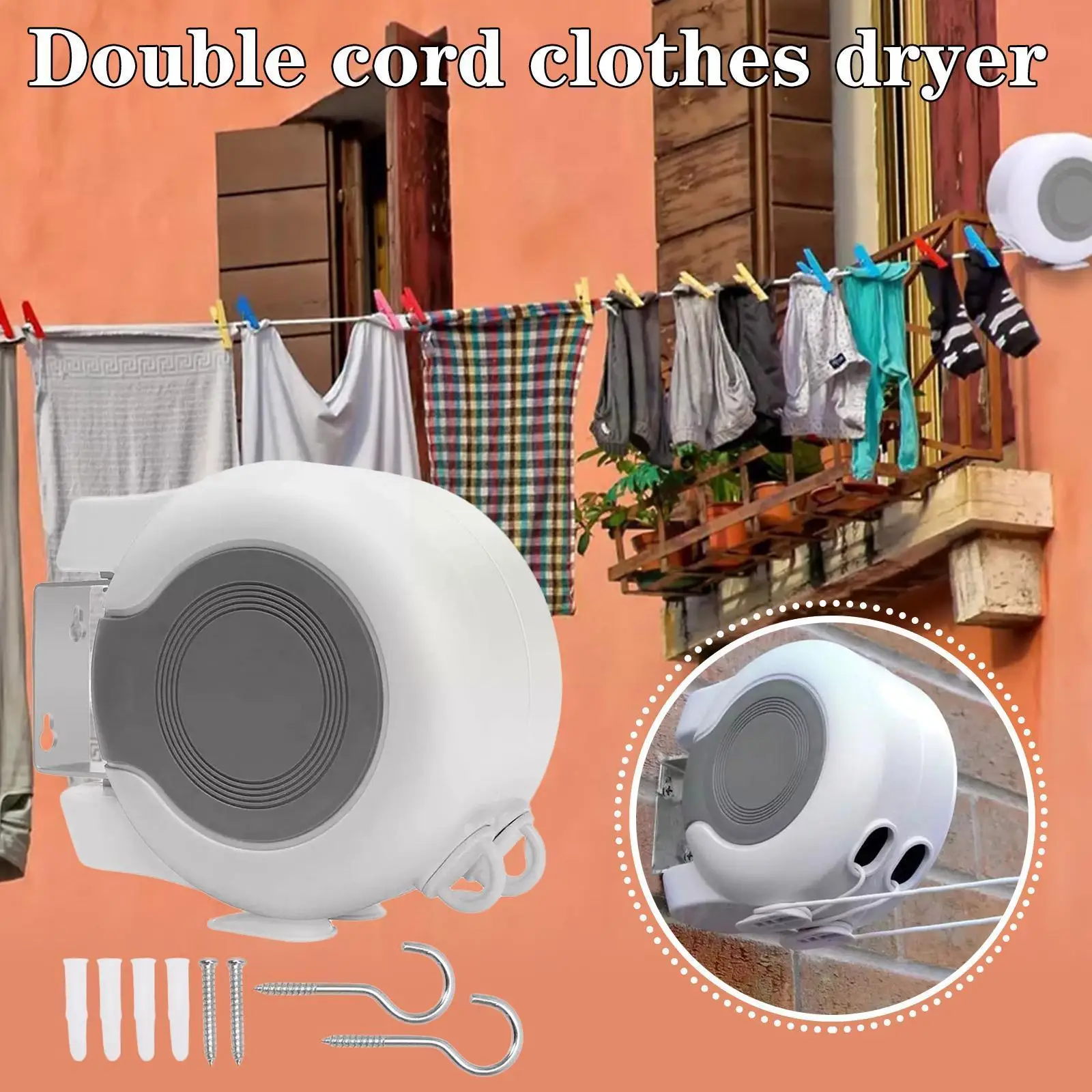 

Retractabl Clothesline Laundry Line With Adjustable Rope Double Clothes Line Space Washing Organizer Rack Steel Saving F1f0