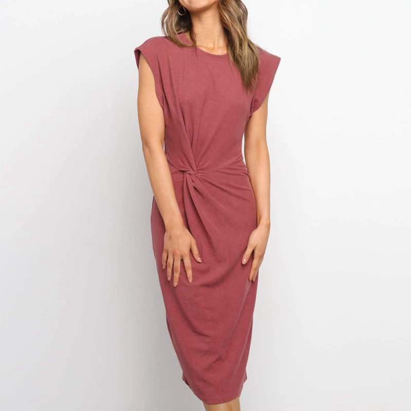 

Women's Casual Sleeveless Twisted Slim Solid Color Vest Dress