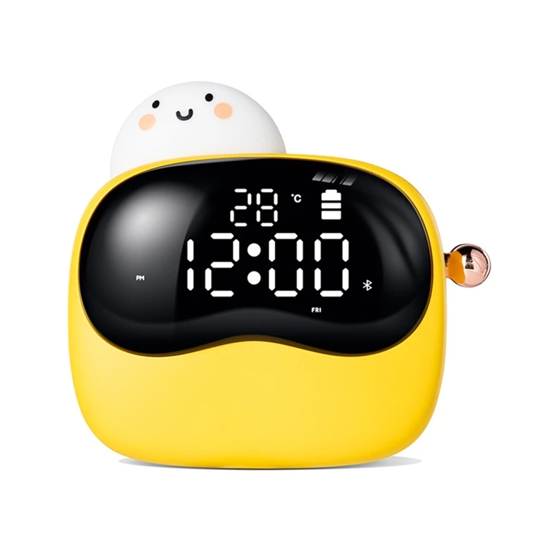 

R9JA Cartoon Digital Alarm Clock Small Desk Clock with Indoor Temperature Timer Snooze Mode LED Nightlight Electronic Clock