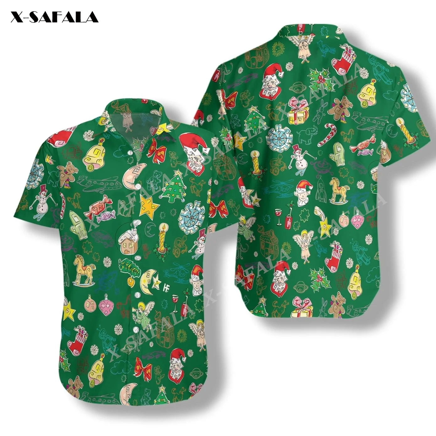 

Green MERRY CHRISTMAS 3D Print High Quality Summer Men's Hawaiian Beach Shirt Button Fashion Short Sleeve Tops Tees Casual