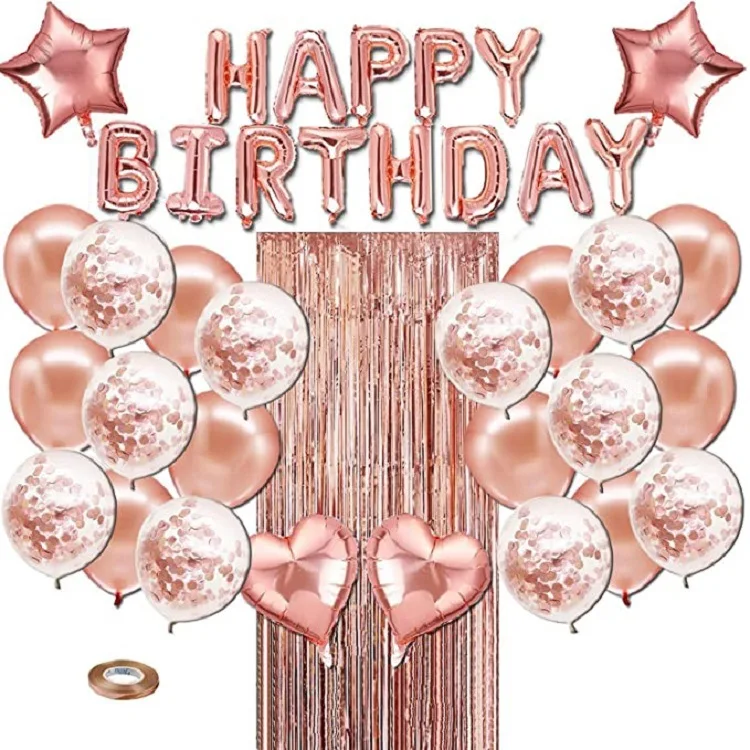 

Birthday Balloons Decoration Rose Gold Foil Letter Balloon Set Happy Birthday Globos Kids Party Banner Supplies