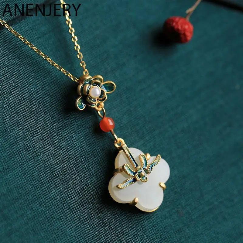 

DAYIN 925 Sterling Silver White Stone Flower Pendant Chain Necklace For Women Simple Fashionable Clavicle Chain Jewelry Gift