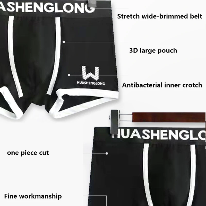 Combed Cotton Men's Boxers Underwear Soft Comfortable Panties Slip Sexy Man Underpants Printing Male Boxershorts Wholesale 4Pcs