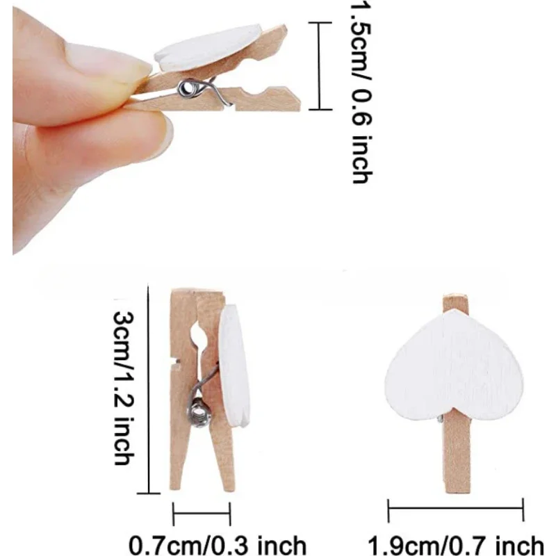 50 sztuk drewnianych klipsów Love Heart Pegs DIY Cute Wedding Decoration Craft Clothespin Holiday Decorations