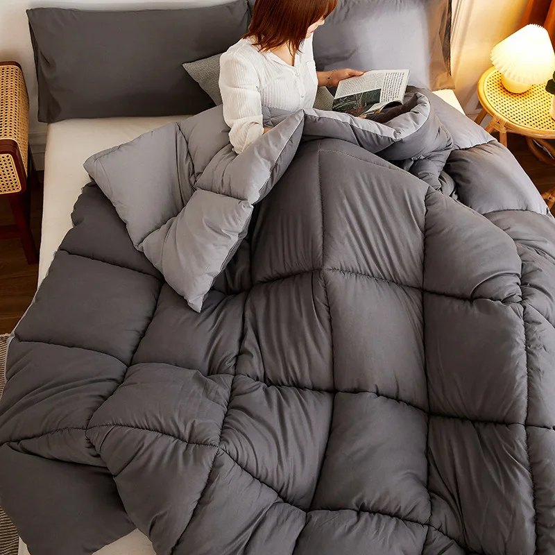 

Warm Quilt Home Bedroom Thickened Winter Comforter Sleep Super Warm Soft Microfiber Single Double Bed Autumn-winter Essentials
