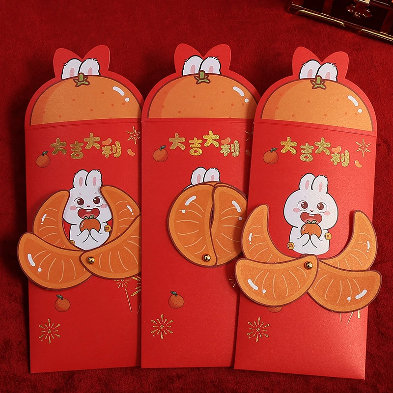 

6Pcs 2023 Chinese New Year Red Envelopes Rabbit Year Hongbao Spring Festival Red Pockets Best Wish Lucky Money Pockets Gift Bag
