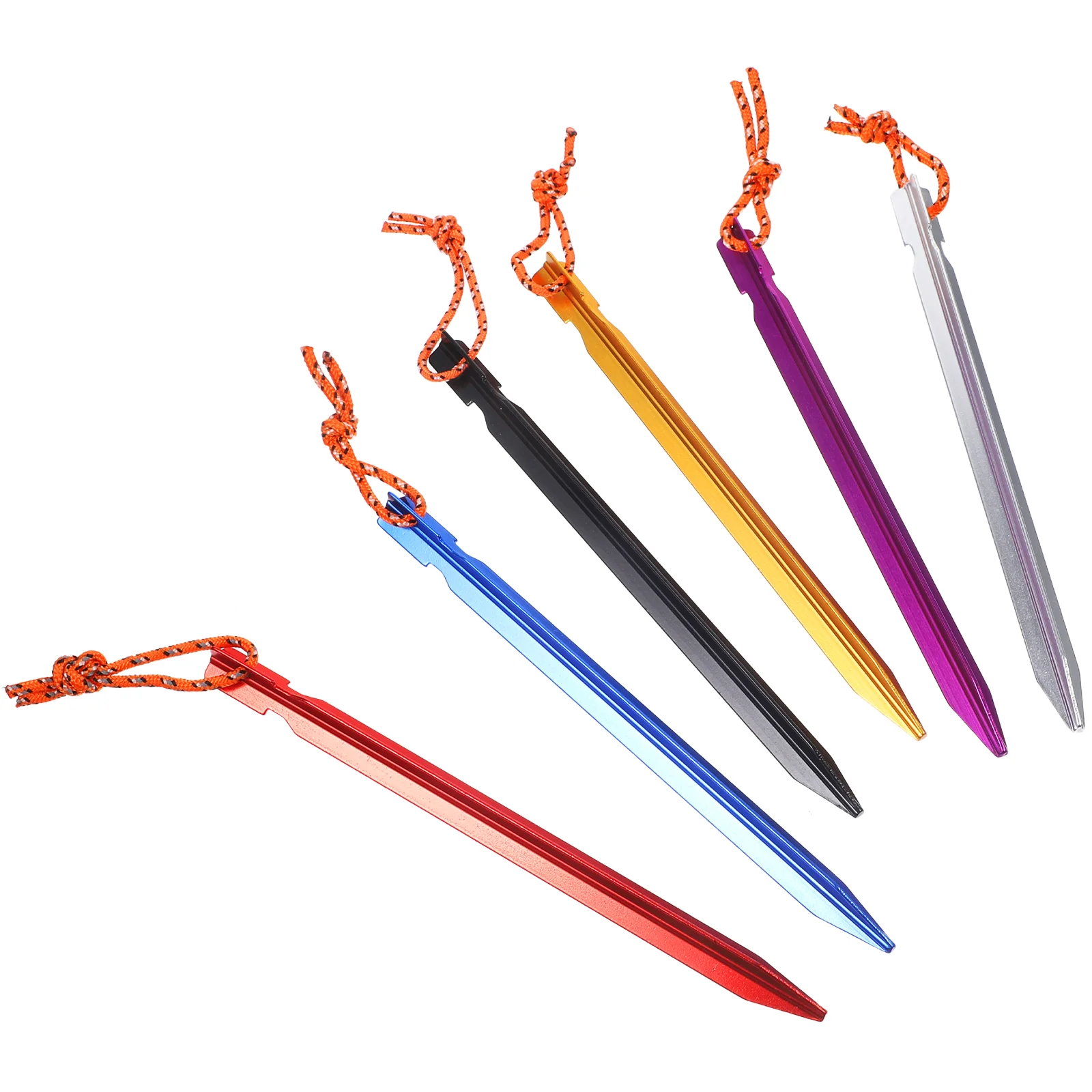 

20Pcs Aluminum Alloy Triangular Tent Stakes Tent Pegs with Reflective Pull Cords for Camping Outdoor Activities (Random Color)