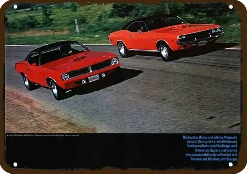 

Металлическая табличка 1970 HEMI CUDA vs. CHALLENGER
