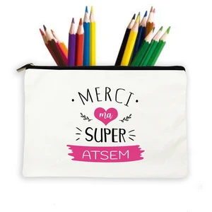 Best Gifts Thanks Atsem French Print Pencil Case Makeup Wash Pouch Storage Bags Large Capacity Schoo