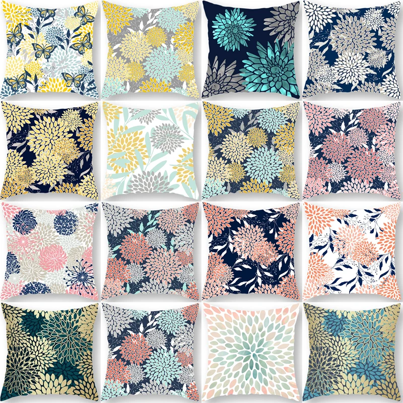 

ZHENHE Spring Chrysanthemum Pillow Case Home Decoration Cushion Cover Bedroom Sofa Decor Pillow Cover 18x18 Inch（45x45cm）