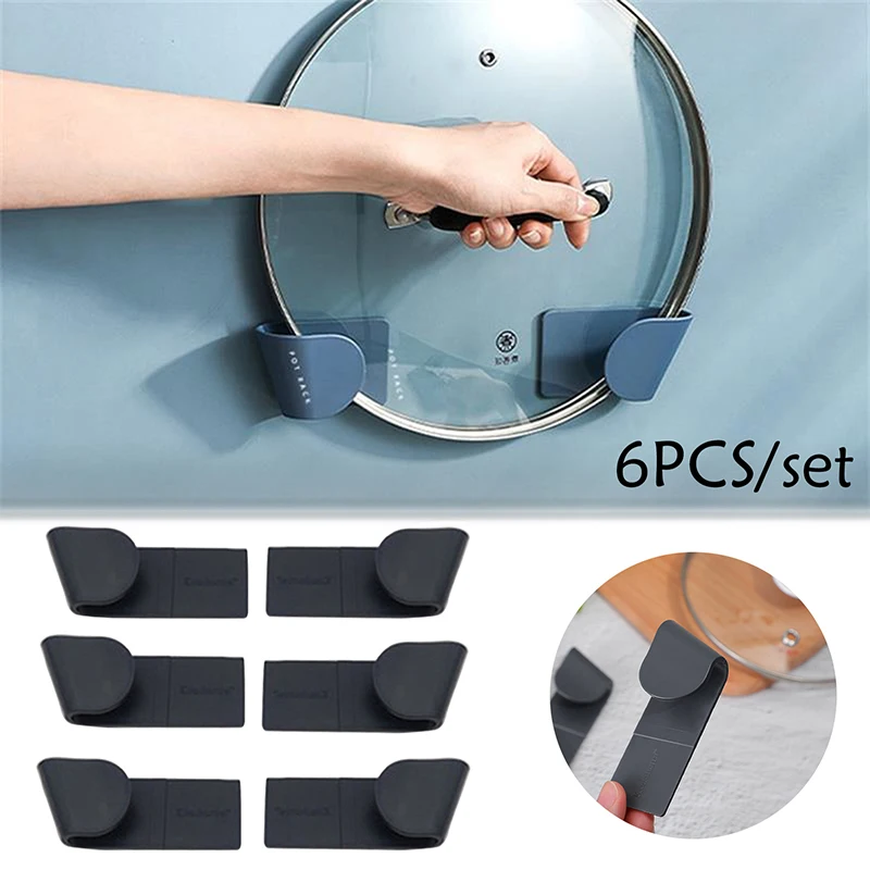 

6 шт., настенные держатели для крышек и кастрюль