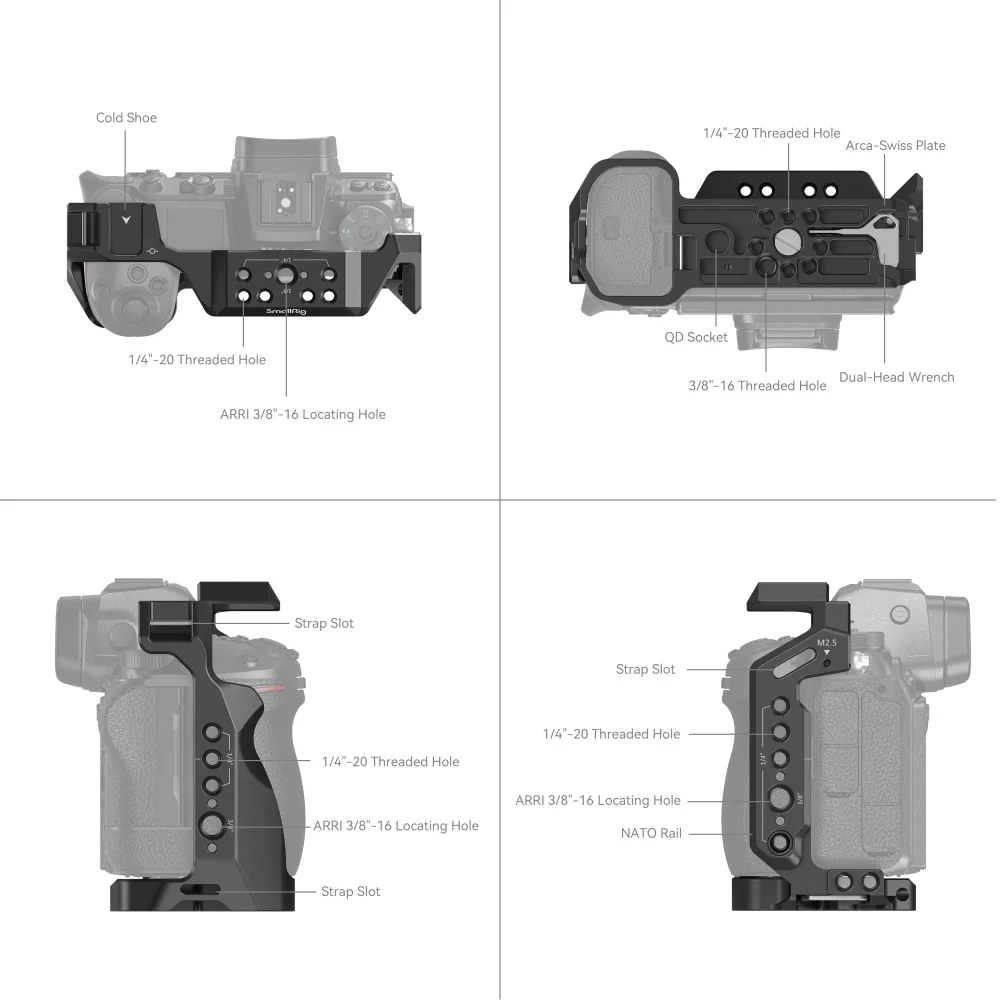 Полная клетка для камеры SmallRig Nikon Z5/Z6/Z7/Z6II/Z7II установка с холодным башмаком NATO Rail