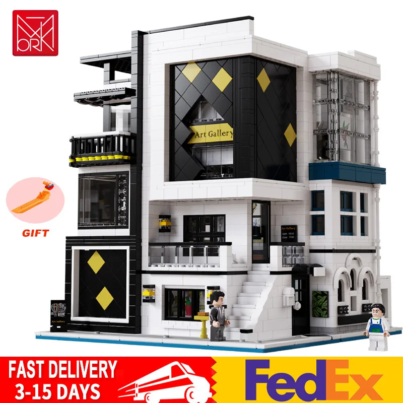 

Compatible with Lego Sets Urge Street View MOC Series Modular Art Gallery City Architecture Building Blocks Models Toys for Boys