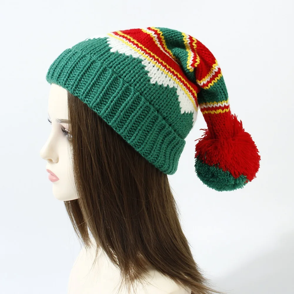 Winter Christmas Hat Knitted With Hair Ball Woolen Caps For Gift Warm Beanie Loose Adults And Children Bonnet WY0236