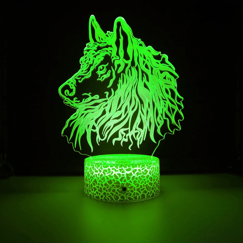 

Nighdn Wolf Head Kids Night Light LED 3D Illusion Night Lamp for Home Bedroom Decoration Nightlight Birthday Christmas Gift
