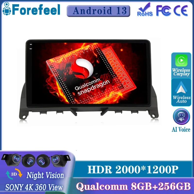 

Android 13 Qualcomm For Mercedes Benz classe C W204 S204 2007 - 2014 Multimedia Car GPS Player Navigation Stereo Radio Autoradio