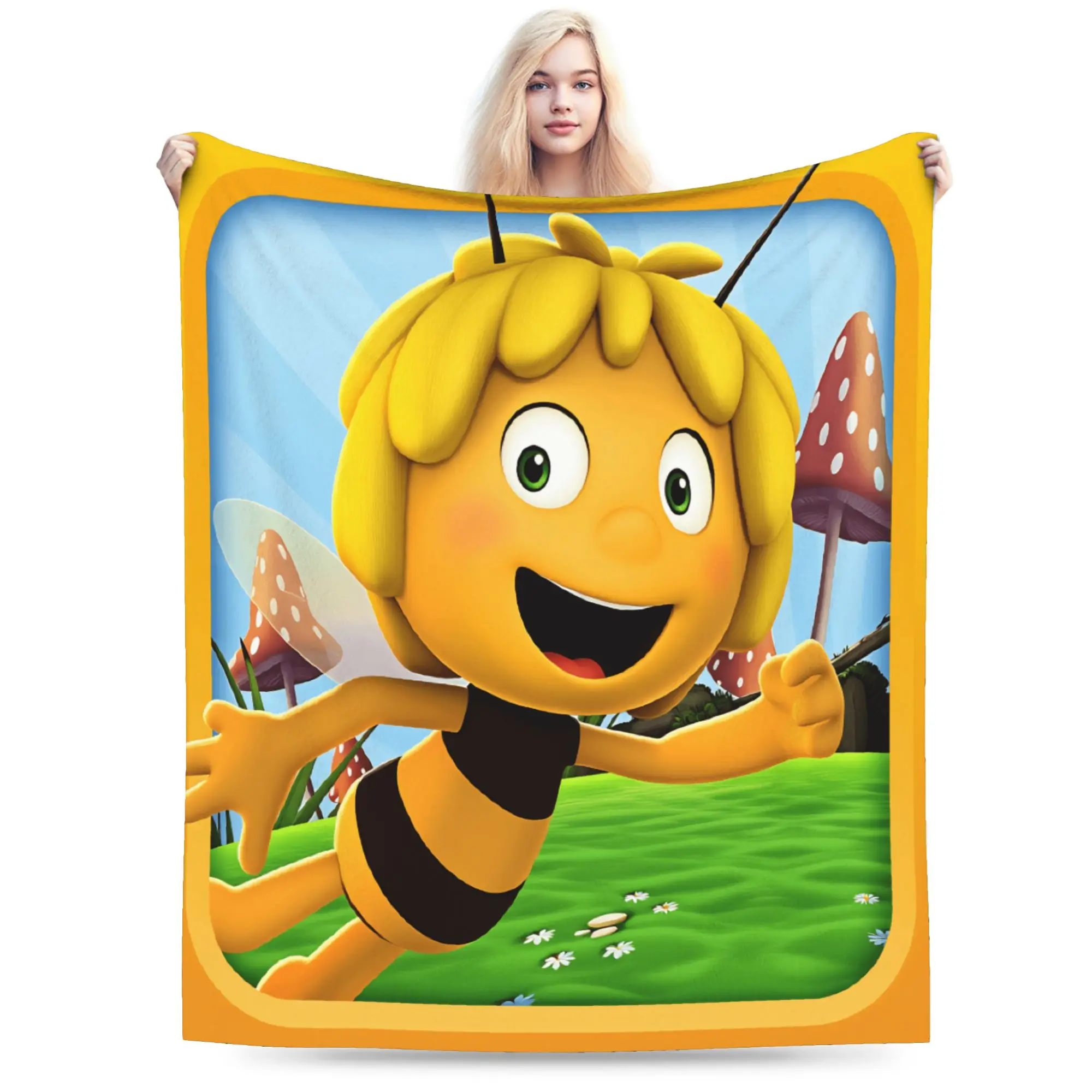 Фото Супер мягкие одеяла для детей и взрослых, пикника M-Maya the B-Bee, фланелевое покрывало для дивана, стула, чехол для дивана-кровати №1
