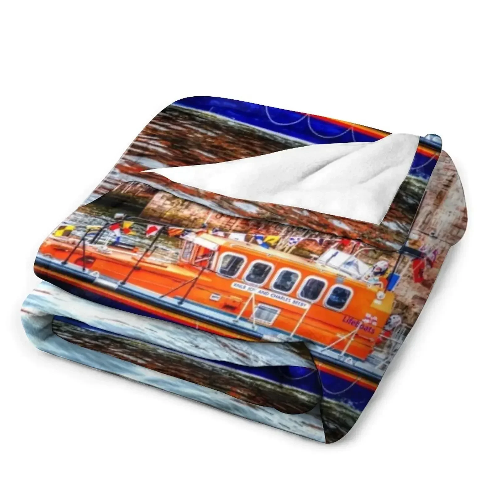 Berwick Upon Tweed RNLI Спасательная шлюпка и старый мост Плед Дизайнеры Декоративные