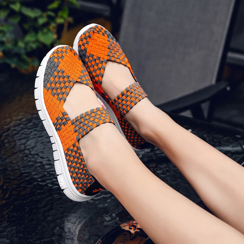 New Women's Shoes Summer Fashion Handmade Flat Sneakers Breathable Lightweight Hand-woven Shallow Mouth Women's Casual Shoes