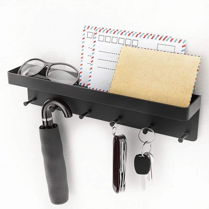 Белый Настенный Органайзер Для Ключей С 6-крючками Полка Хранения Почтовой