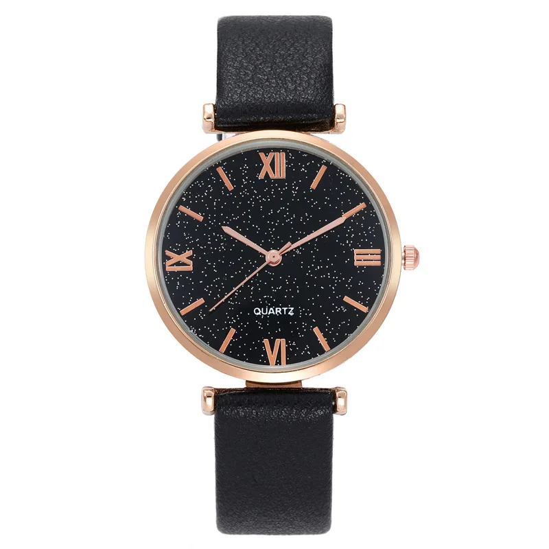 

Fashion Round Quartz Frosted Roma Dial Casual Wrist Watches Leather Strap Fashionable Clock Waterproof Wristwatch for Women