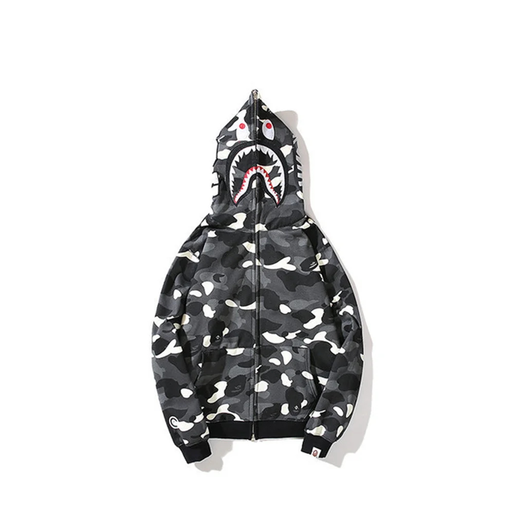 

Модные камуфляжные толстовки Bape, Мужская Уличная одежда, свитшот на молнии с изображением акулы, кардиган, толстовка, толстовка, пальто, оде...