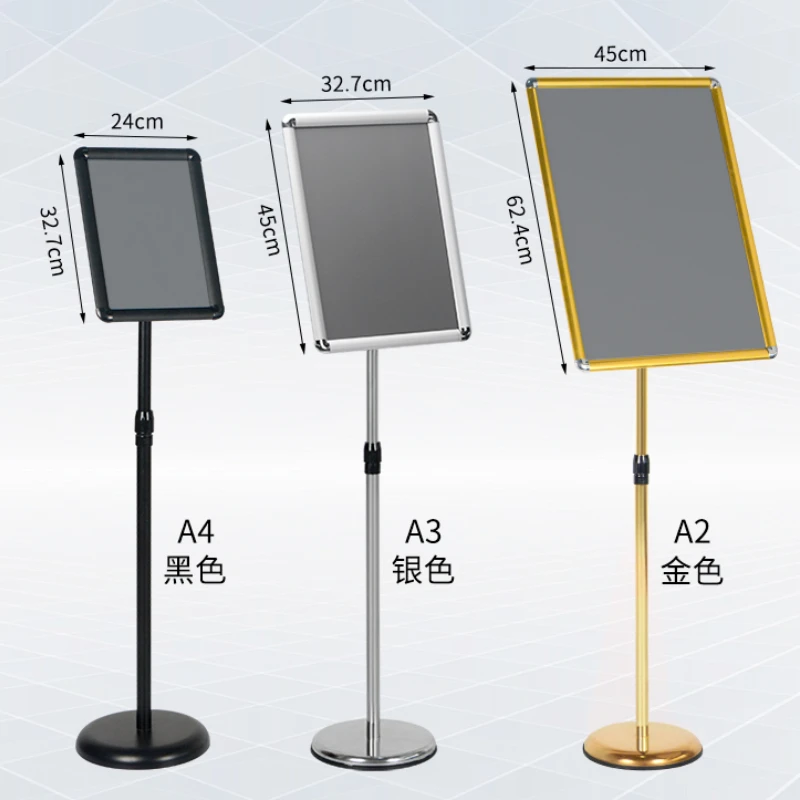 

Stainless Steel A4 Standee Sign Vertical Billboard Water Sign Display Stand A3 Hotel Guiding Card Floor Display Card