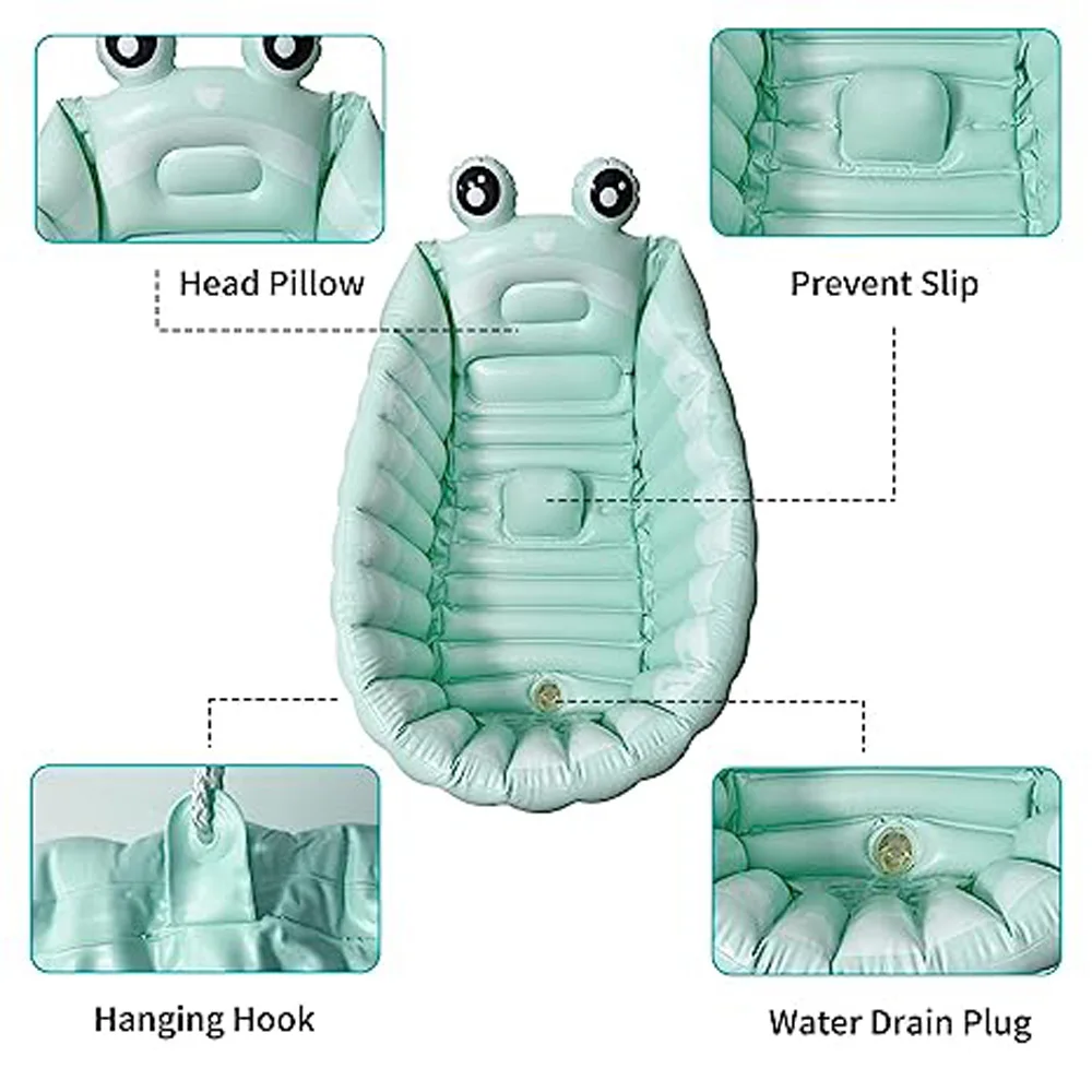 

Inflatable Baby Bathtub Portable Travel Bath Tub for Infants to Toddler Foldable Non Slip Spa Tub with Air Pump(Green)