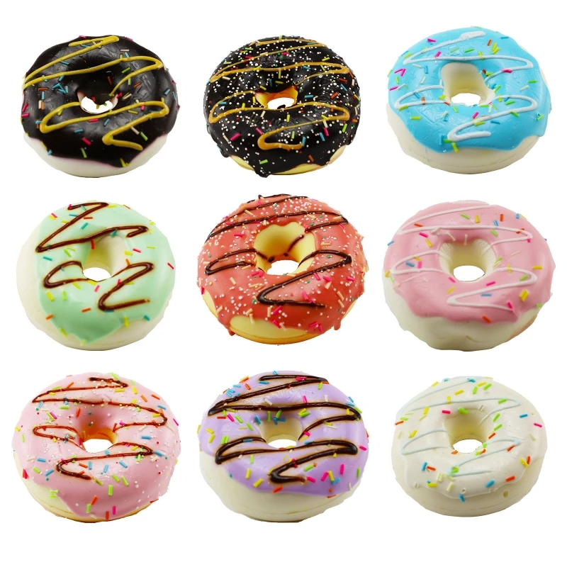 Artificial Donuts Model Simulation PU Donut Bread Photography Props for stress Relief Slow Rebound Fake Food Fun Ornament