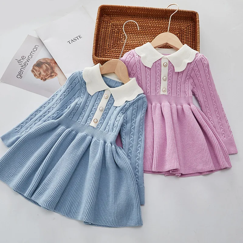 

Детская одежда Josaywin, трикотажное платье для девочек, Детский свитер, вязаное платье для девочек на весну и осень, яркое детское платье принцессы