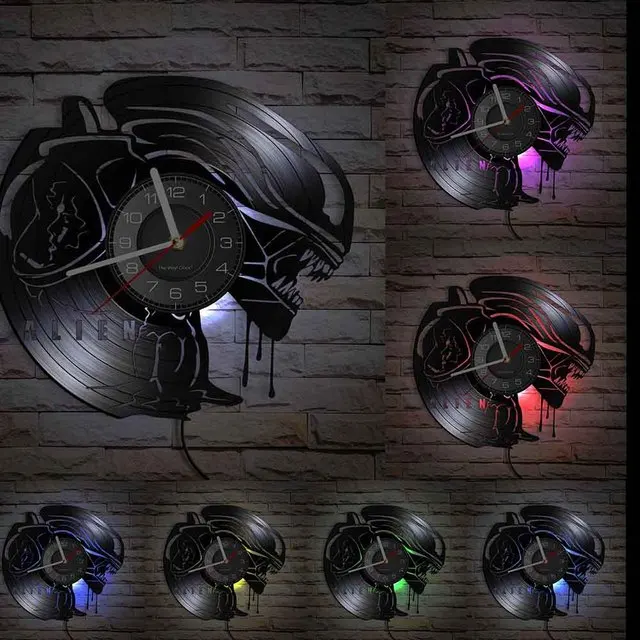 

Xenomorph оригинальные часы с виниловой пластиной, научные фантастические монстры, домашний декор комнаты, современный дизайн, настенные часы с...