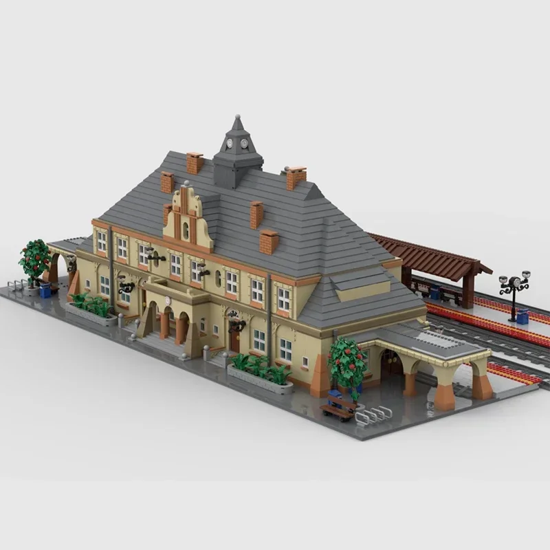 Модель City Street View Moc строительные кирпичи неоклассический поезд станция