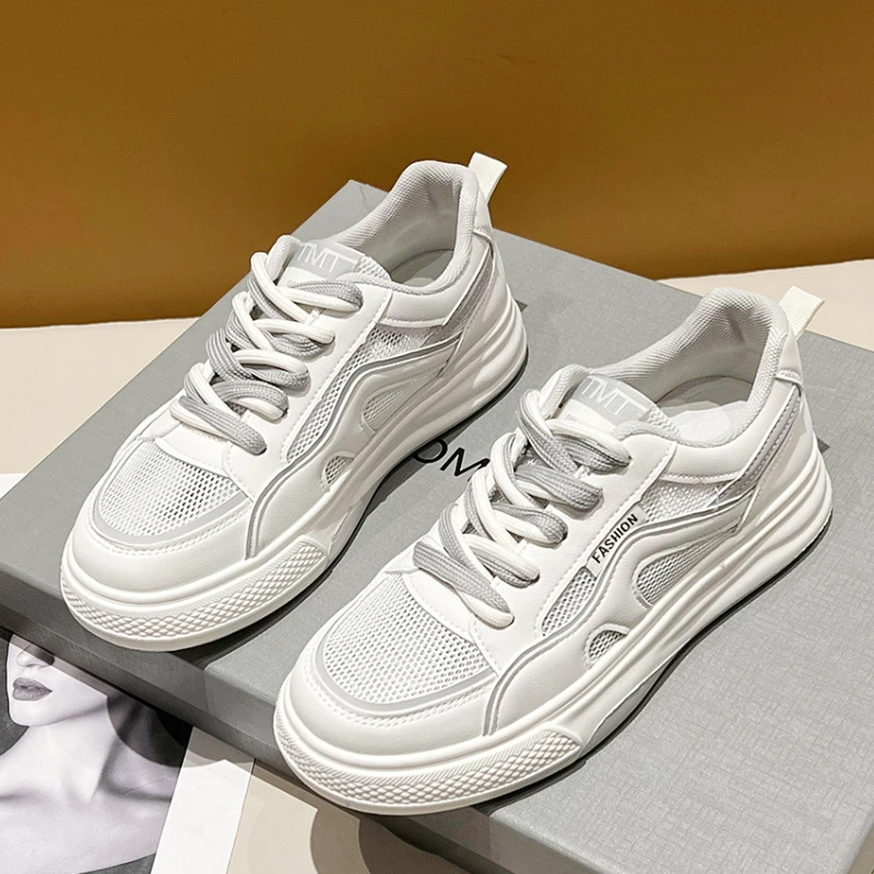 

Туфли женские сетчатые, мягкая подошва, дышащие, универсальные повседневные спортивные, маленький белый цвет, лето 2023