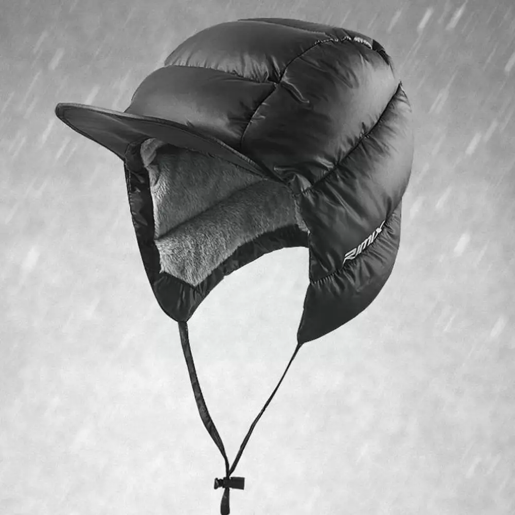 

Windproof Duck Down Peaked Hat Thermal Waterproof Earflap Warm Fleece Soft For Cycling Hunting Cold Weather Outdoor Sports Z4w9