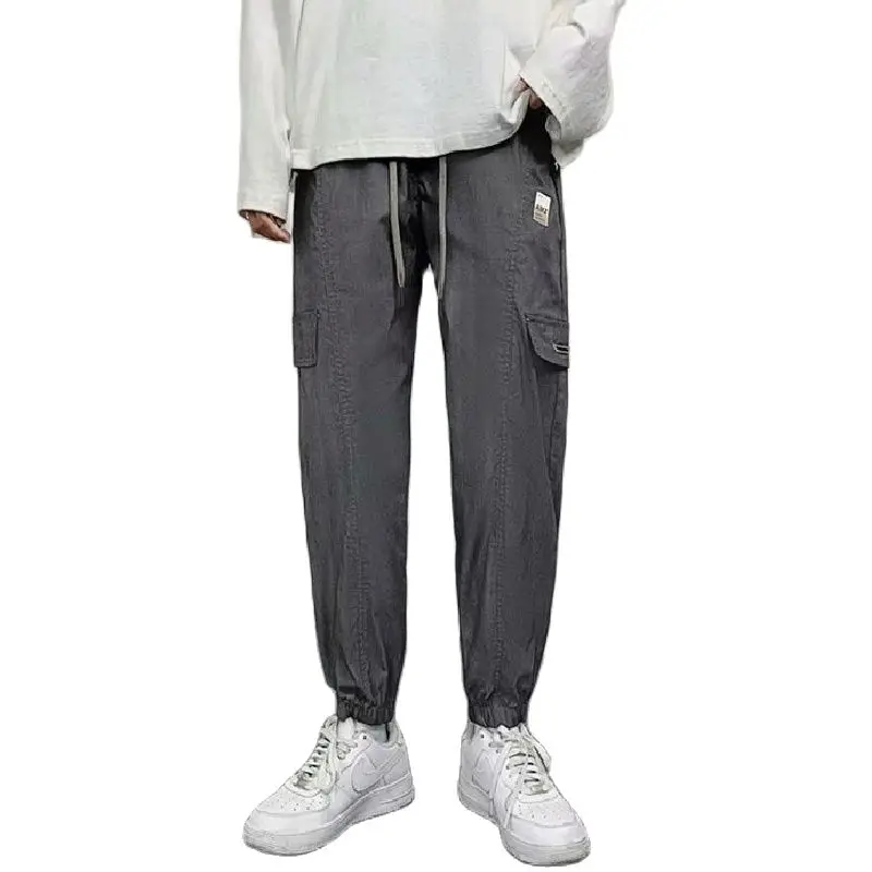 

Брюки-карго мужские с эластичным поясом, повседневные штаны полной длины, модная уличная одежда, прямые свободные штаны в стиле Харадзюку, с...