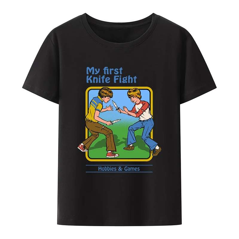 

Myfirst Knofe Fight T-shirts Hobbies and Games Y2k Streetwear Roupas Masculinas Humor O-neck Men's T-shirt Loose Camiseta Hombre