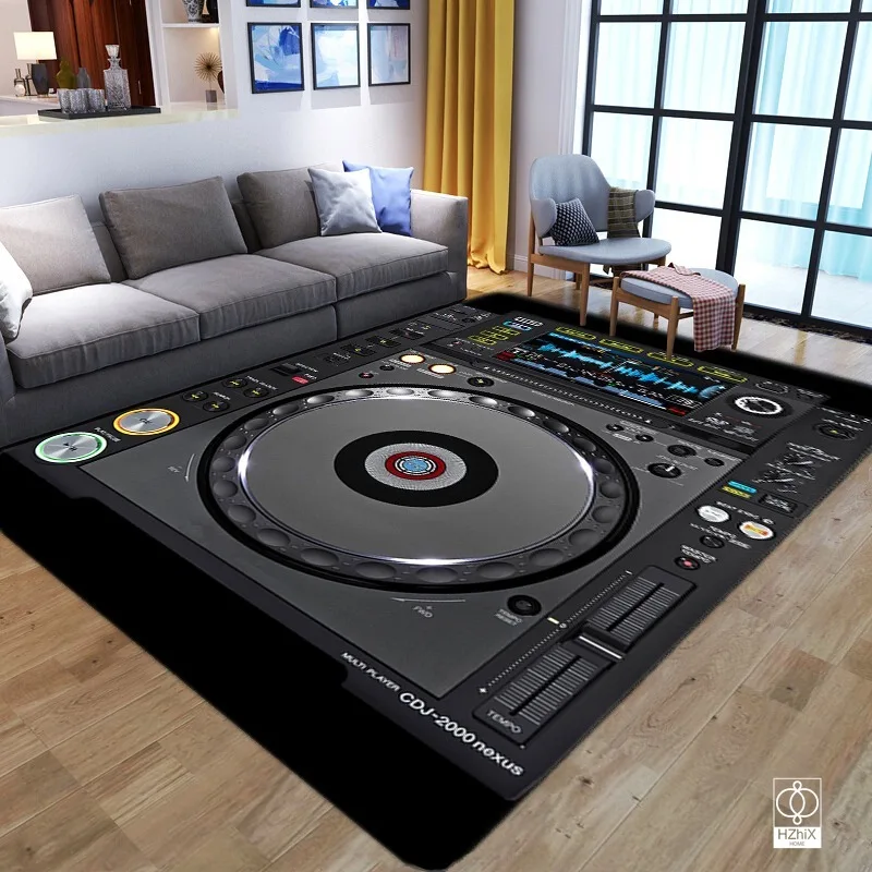 

Personality Vintage Carpet Music Vinyl Record Design Area Rug Soft Flannel 3D Home Decor Big Kid Room Anti-Slip Floor Mat Decor