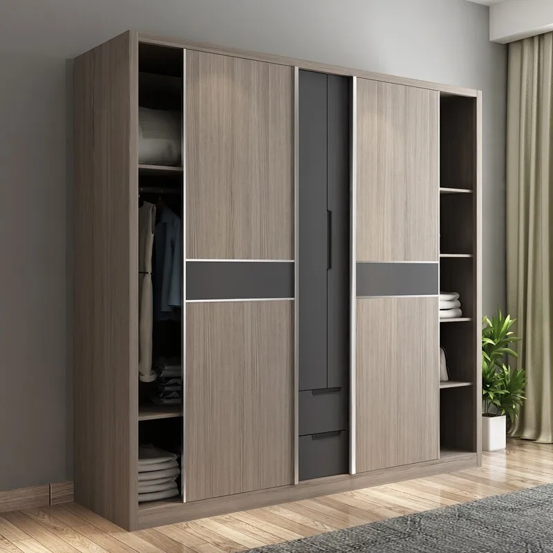 

Europe style sliding wardrobe modern simple closet 4 doors with computer desk or make up table