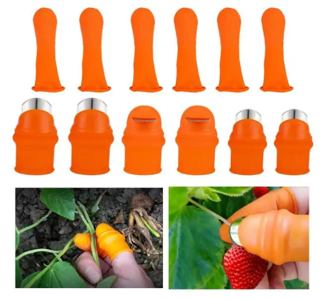 

Улучшенная версия, силиконовый нож для большого пальца в саду, резак для большого пальца для обрезки садовых растений, клубники, овощей