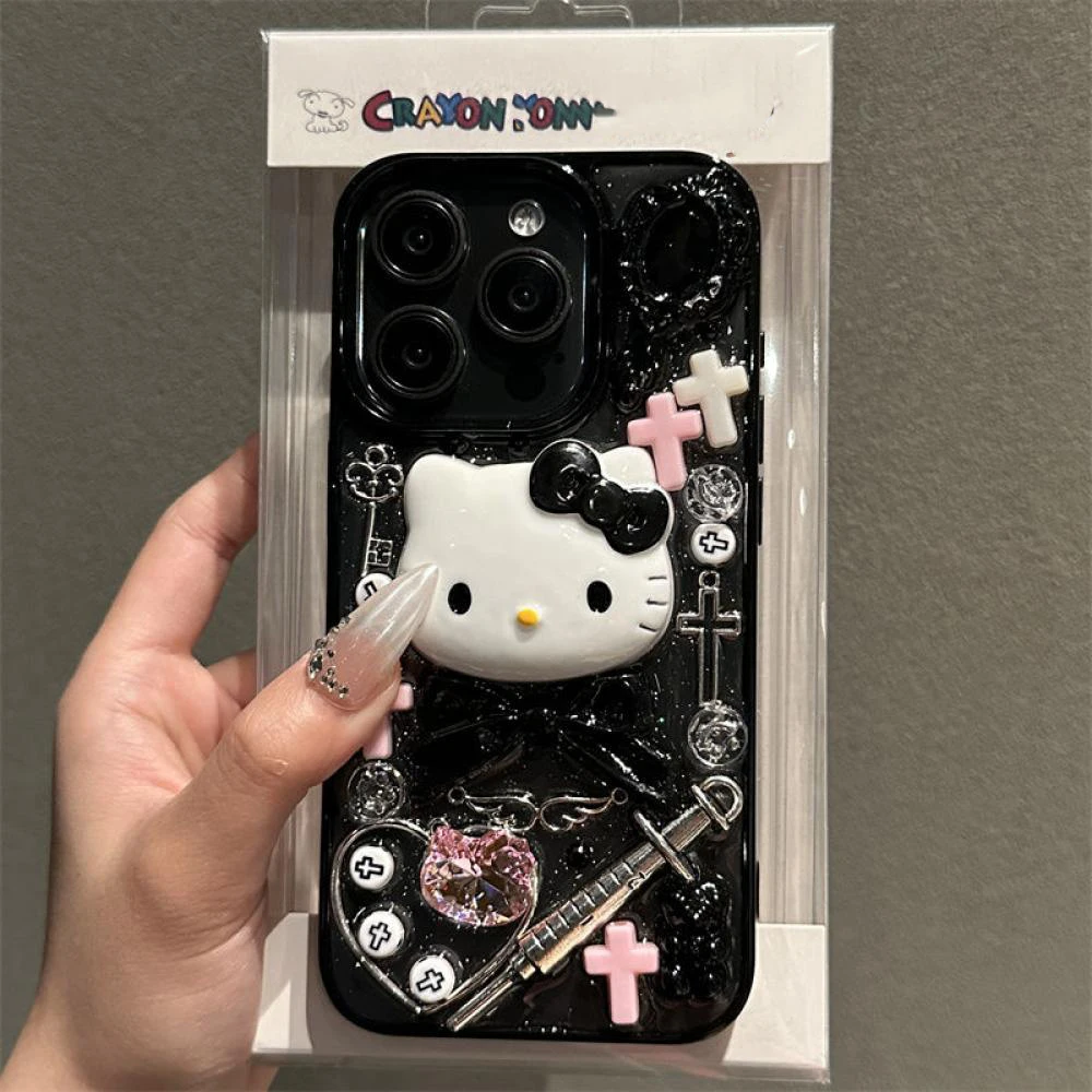 Kawaii Sanrio HelloKitty чехол для телефона Iphone 15 14 13 12 11 Pro Max Мягкий Роскошный Прозрачный