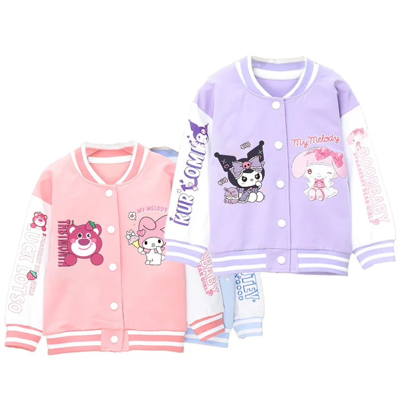

2023 Sanrio бейсбольная Джерси Kawaii Mymelody Kuromi Cinnamoroll японская новая детская мультяшная Повседневная куртка Милая куртка для девочек