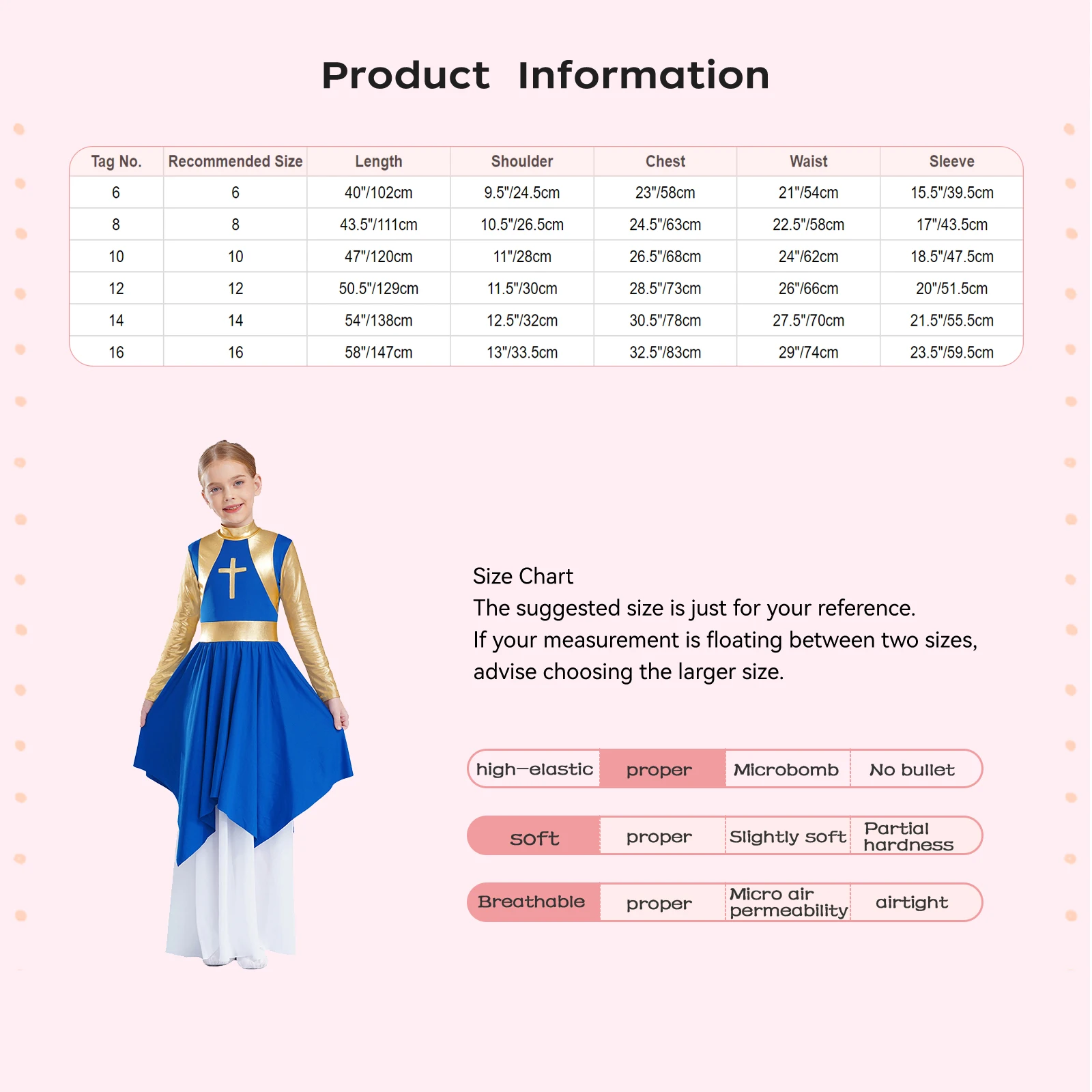 Детское платье для литургического поклонения девочек танцевальное с