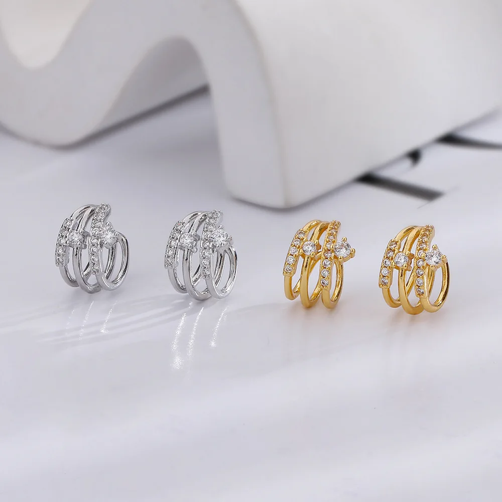 

VENTFILLE Silver Gold Color Zircon Multi Layers Earrings for Women Girl Birthday Gift Delicate Shining Jewelry Dropshipping