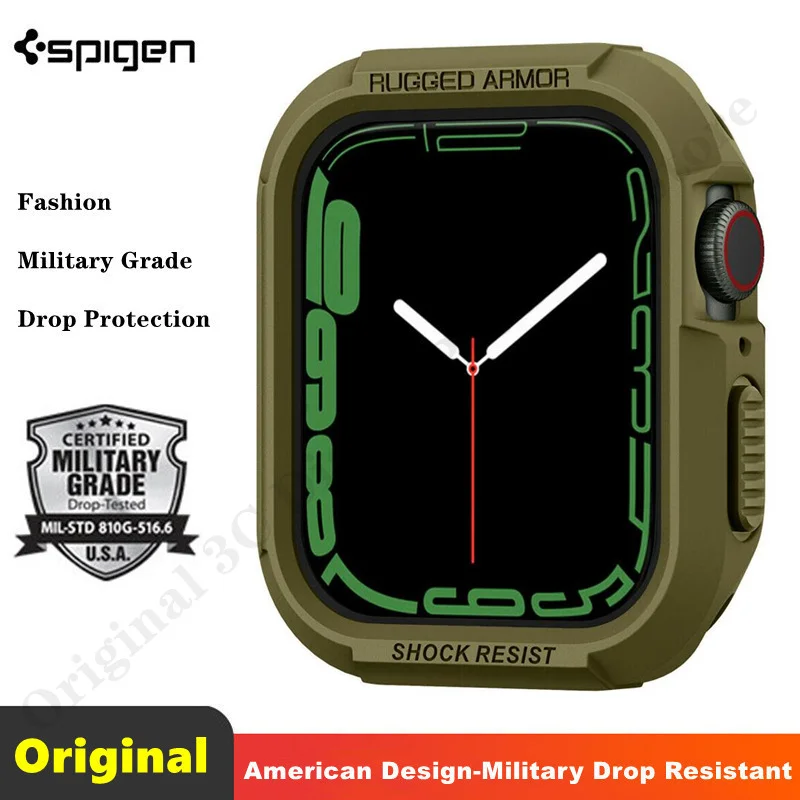 

Fashion Silicone Case For Apple Watch Series 7 6 5 4 SE Spigen [ Rugged Armor ] Protective Matte Cover 40mm / 41mm / 44mm / 45mm