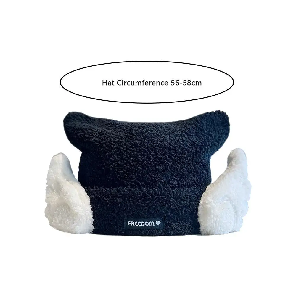 Уличная плотная теплая женская вязаная шапка с защитой от ветра и изображением