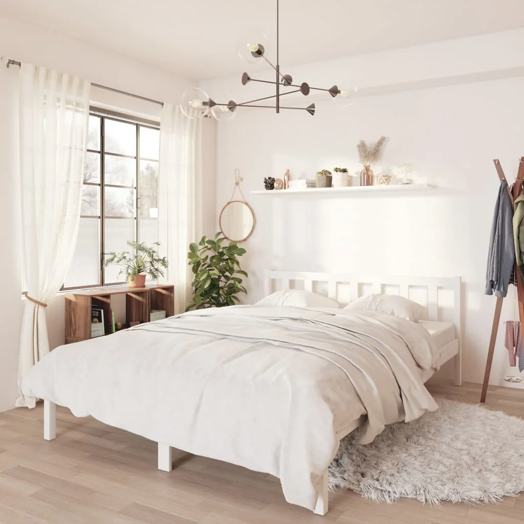 

Bed Frame, Solid Pinewood Bed, Bedroom Furniture White 160x200 cm