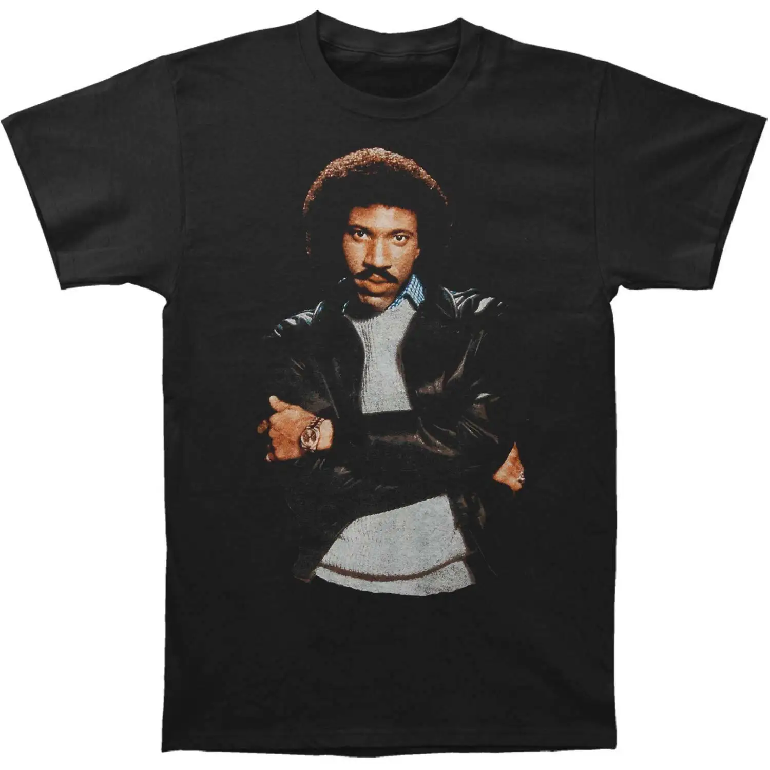 Мужская длинная футболка Lionel Richie All Night среднего размера Черная