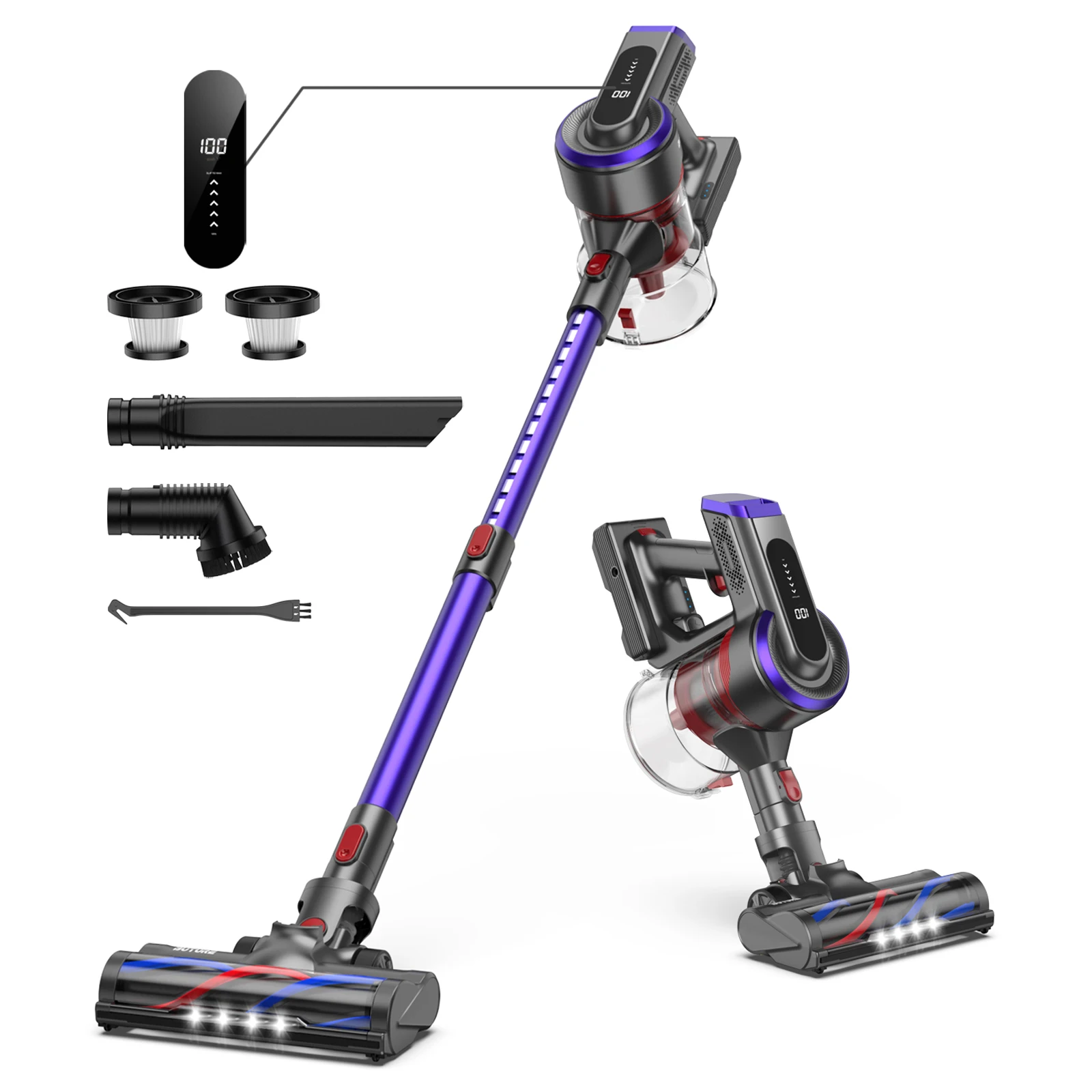 BUTURE 400W 33Kpa Handheld Wireless Cordless Cleaner Vacuum with Touch Display and 1.2L Large Dust Cup for Floor Carpet Car Pet