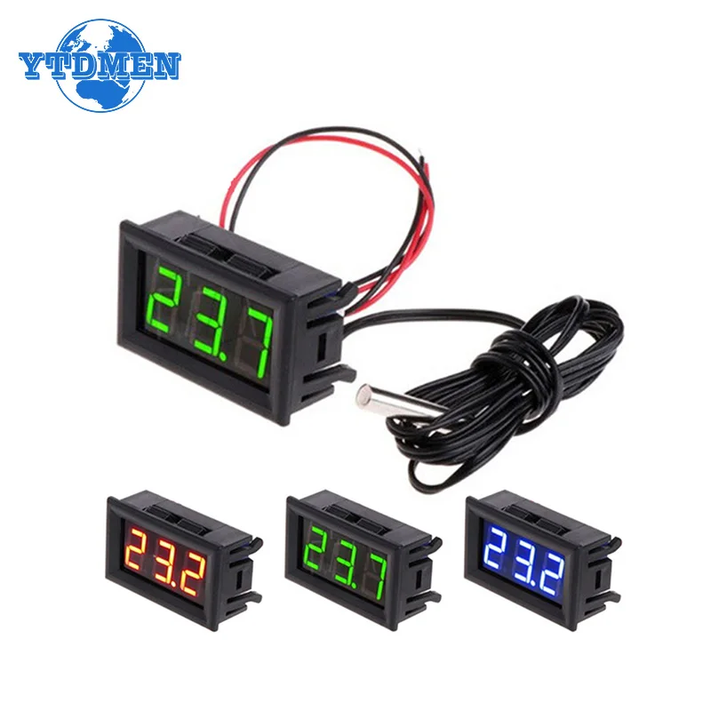 

12V LED Display Thermostat Control Instrument Temperature sensor, LED Display Module red blue green with Temperature probe